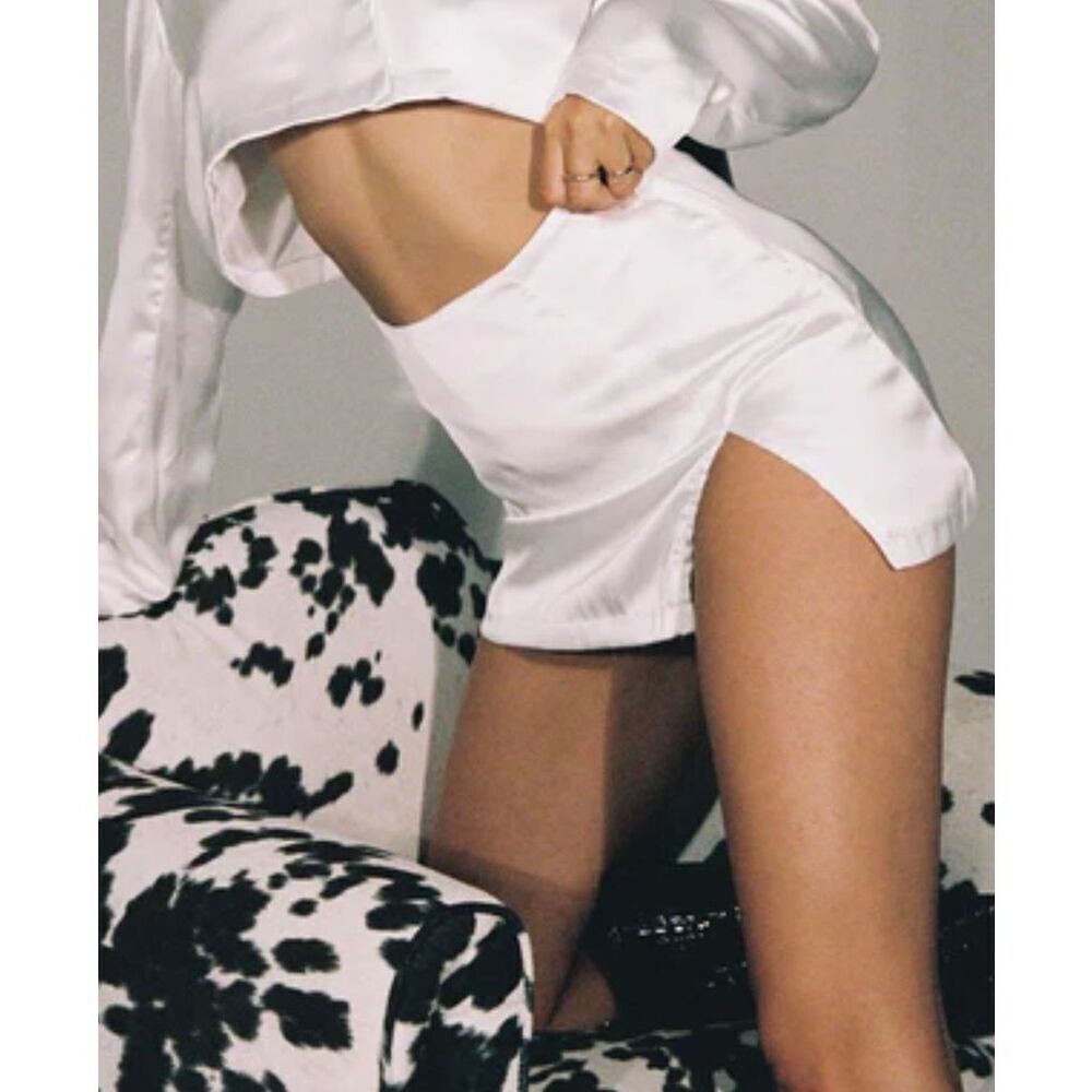 Princess Polly Daley White Satin Mini Skirt Size 12